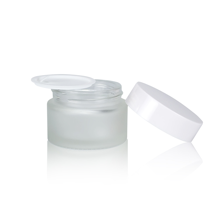 30g clear cosmetics glass containers jar with white cap glass bottle cosmetics containers and packaging