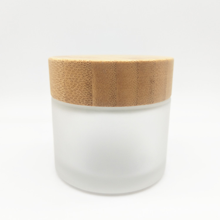30g clear frosting glass jar with shinny silver metal collar lid for skin care cream