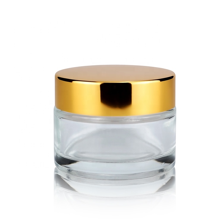 30g clear glass jars cosmetic cream with golden cap