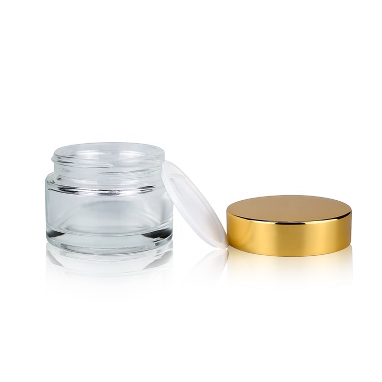 30g clear glass jars cosmetic cream with golden cap