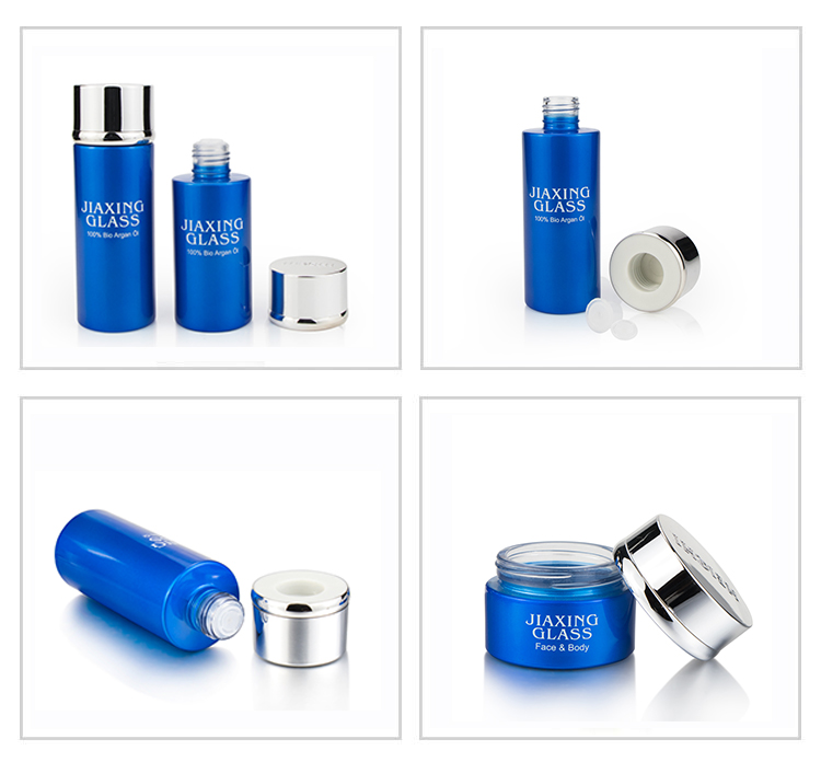 30g cosmetic cream jar with aluminum cap 30 ml blue container for bady cream