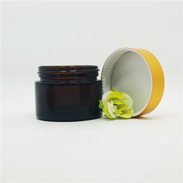 30g cosmetic packaging makeup containers amber glass jar metal lid