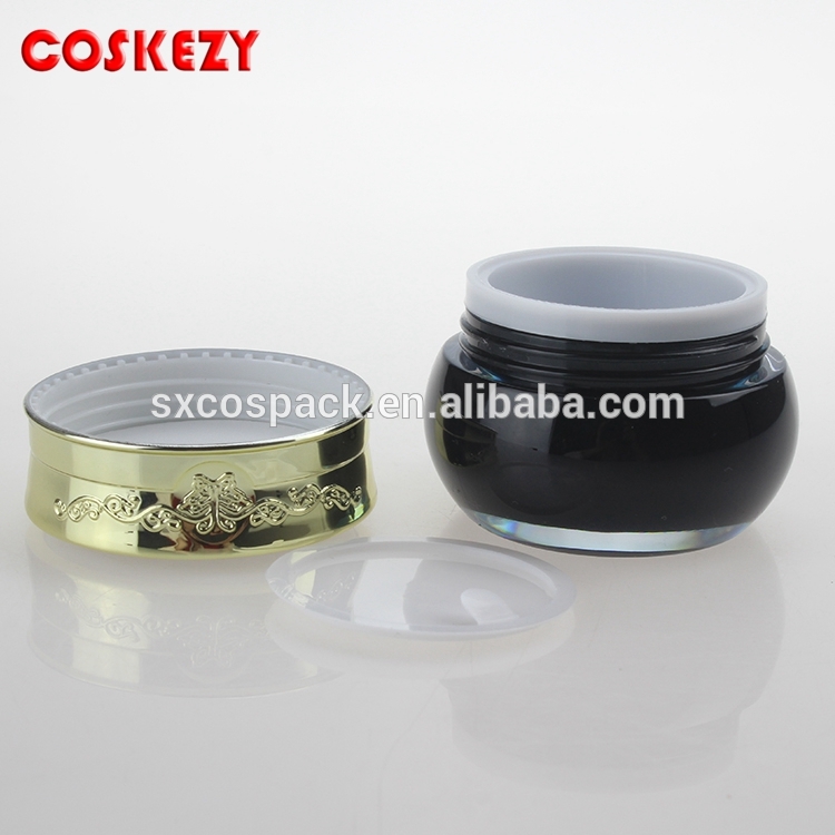 30g cosmetic plastic container black acrylic cream jar, wholesale plastic bottle for eye cream