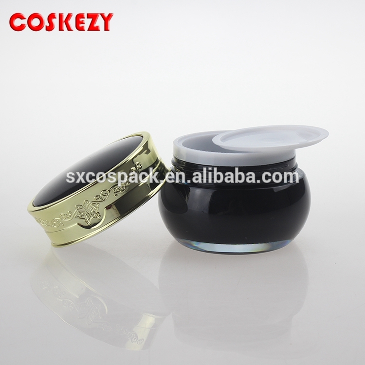 30g cosmetic plastic container black acrylic cream jar, wholesale plastic bottle for eye cream