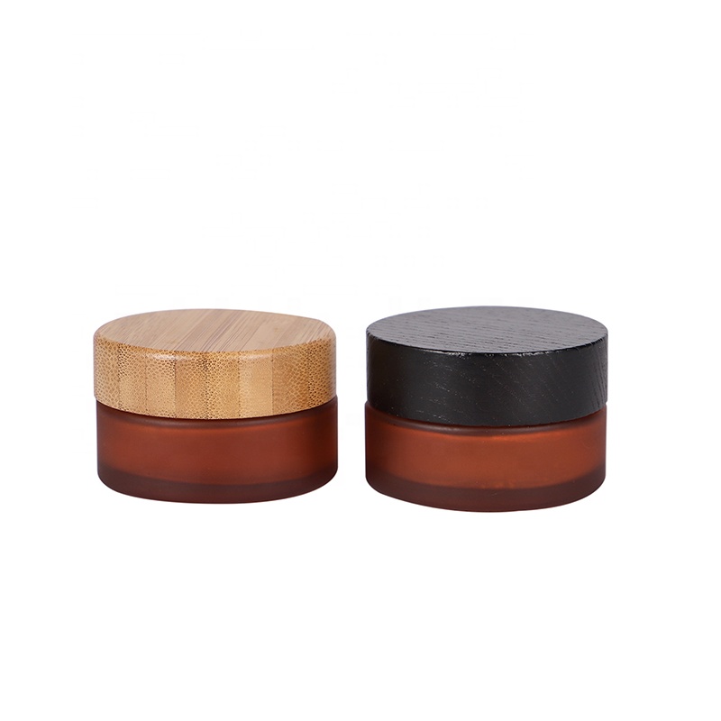 30g eco-friendly skin care custom clear amber frosted glass cream jar with bamboo lid