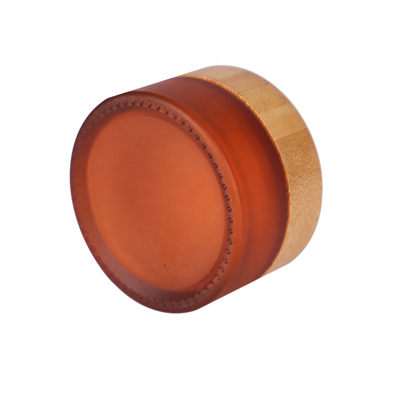 30g eco-friendly skin care custom clear amber frosted glass cream jar with bamboo lid