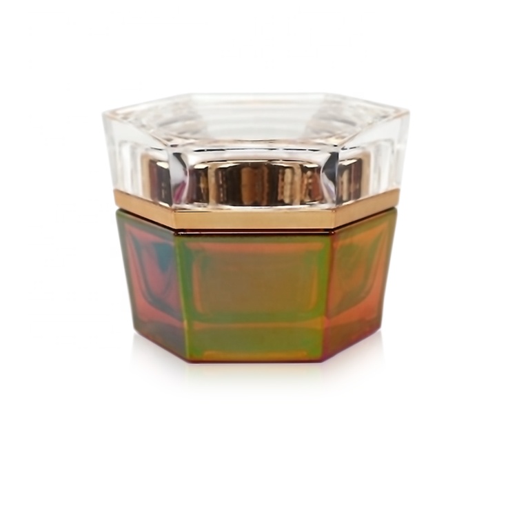 30g electroplated red glass jar with clear cap