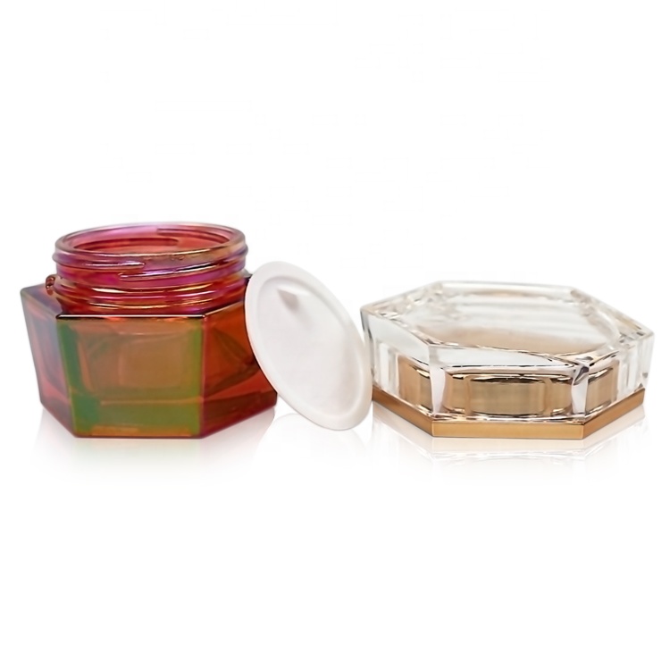 30g electroplated red glass jar with clear cap