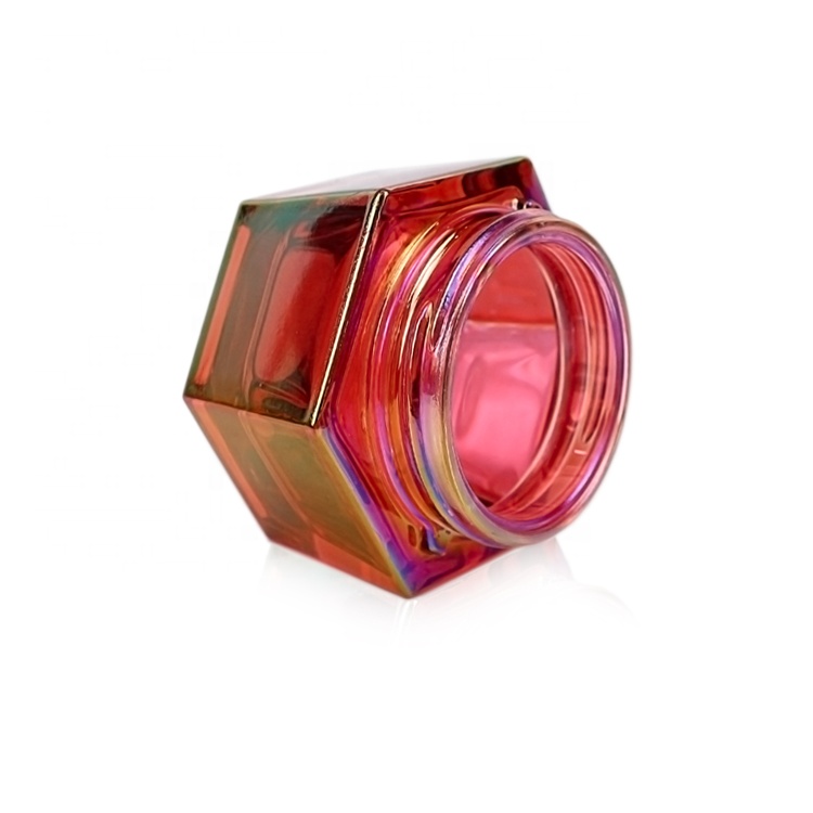 30g electroplated red glass jar with clear cap