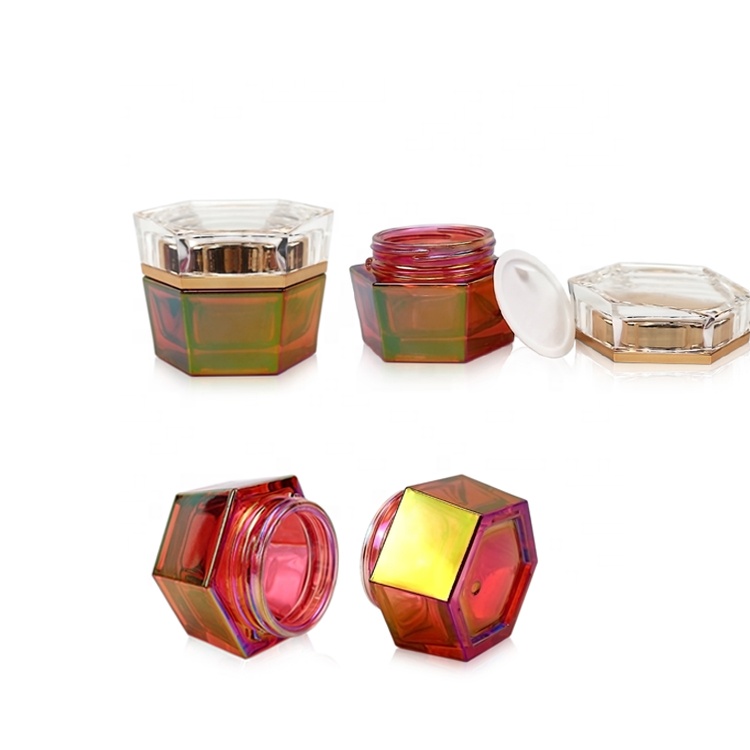 30g electroplated red glass jar with clear cap