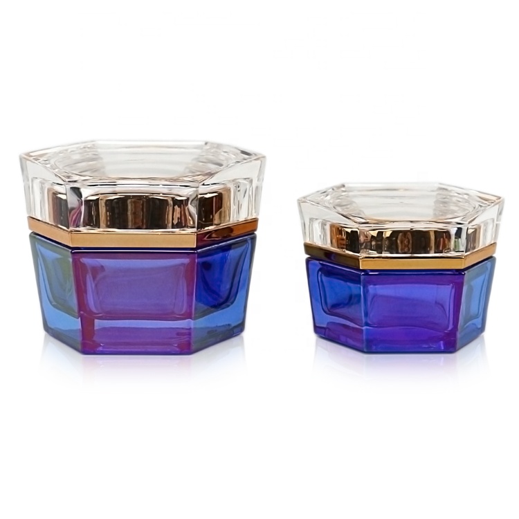 30g electroplated red glass jar with clear cap