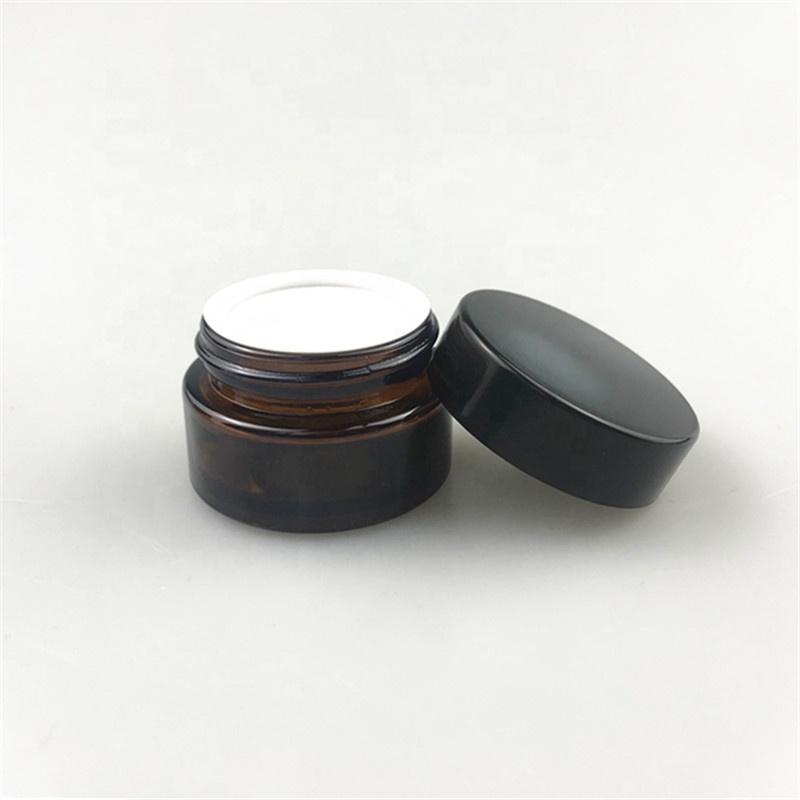 30g empty amber cream glass round jar skincare cream glass jar