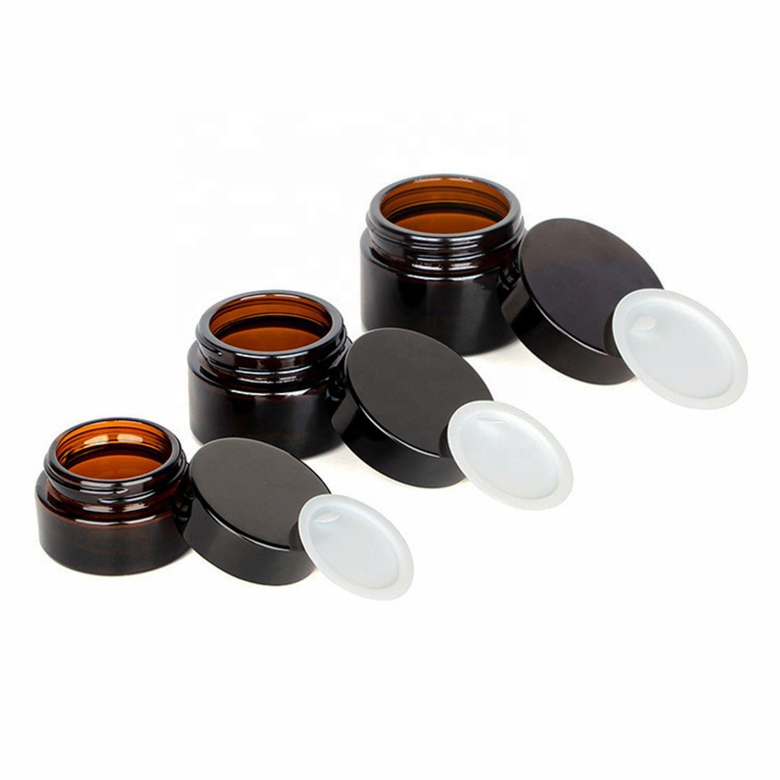 30g empty brown glass jars personal care face cream 30 ml amber glass jar with black lid