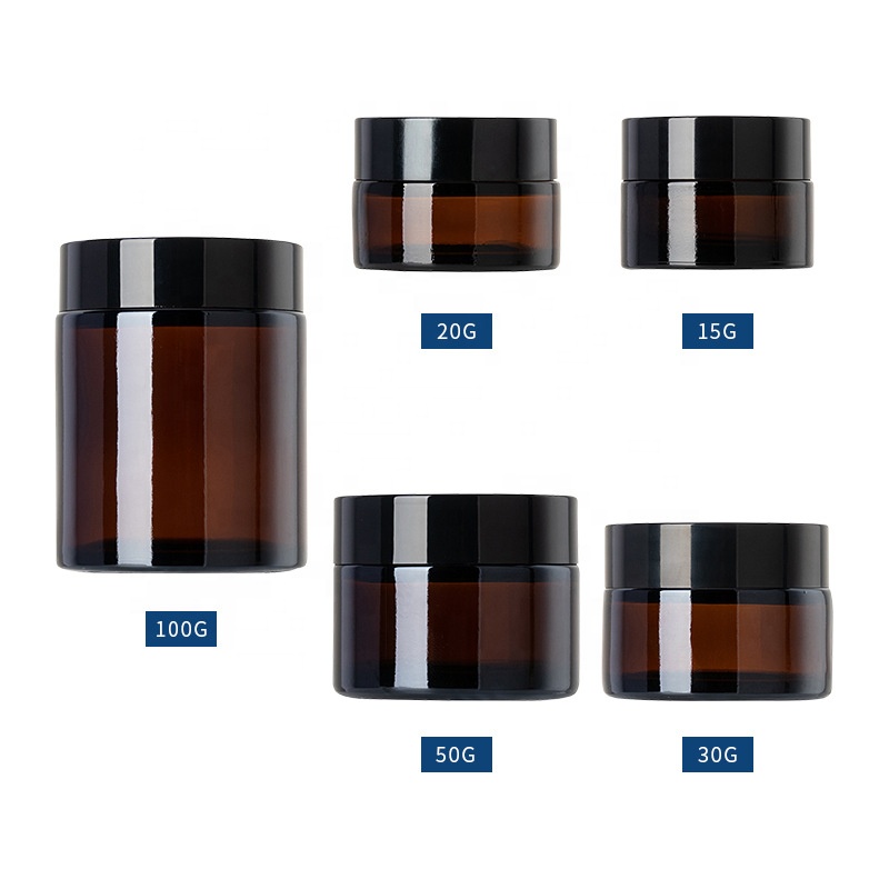 30g empty brown glass jars personal care face cream 30 ml amber glass jar with black lid