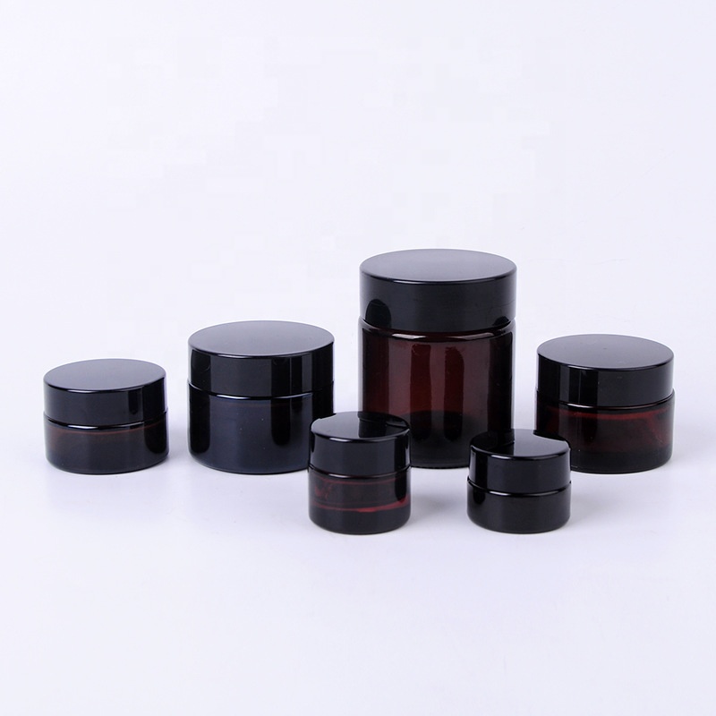 30g empty brown glass jars personal care face cream 30 ml amber glass jar with black lid