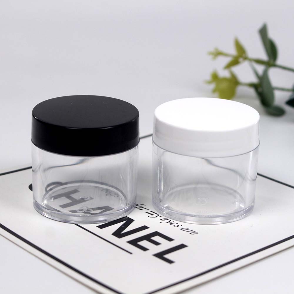 30g empty transparent plastic jar with white/black lid glossy cover cosmetic packaging container