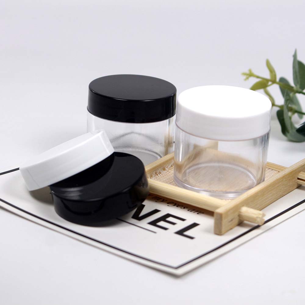 30g empty transparent plastic jar with white/black lid glossy cover cosmetic packaging container
