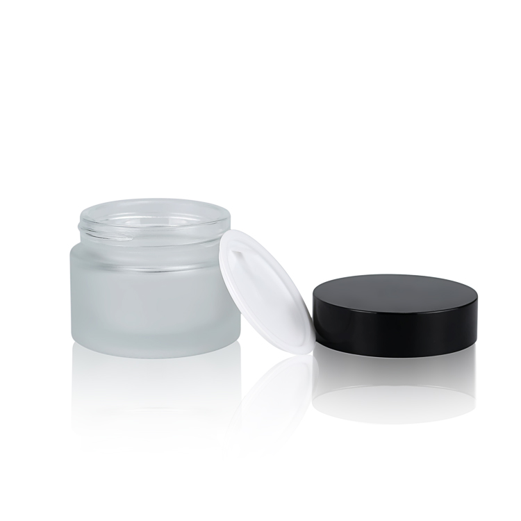 30g frosted glass cream jar with black cap cosmetic packaging essential oil bottle glass jars and bottles glass vial