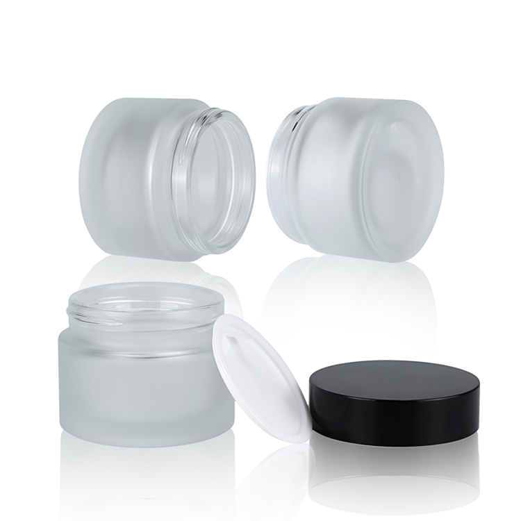 30g frosted glass cream jar with black cap cosmetic packaging essential oil bottle glass jars and bottles glass vial