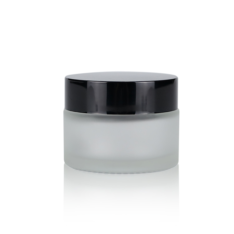 30g frosted glass face cream jar with black cap glass bottle for cosmetic packaging amber glass jars and vial