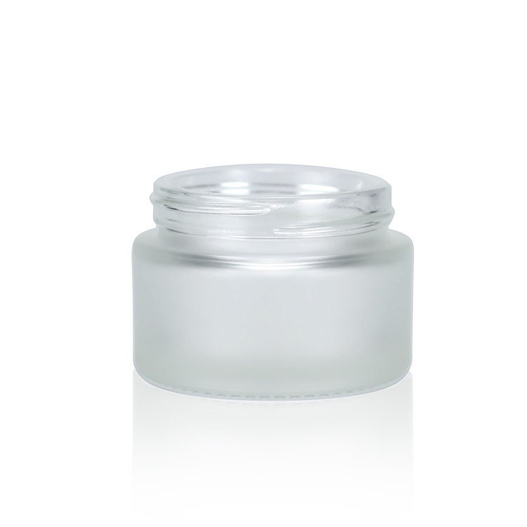 30g frosted glass face cream jar with black cap glass bottle for cosmetic packaging amber glass jars and vial