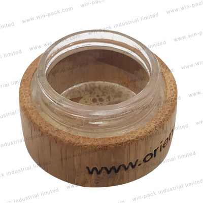 30g glass cosmetic body creams packaging bamboo jar with screw lid