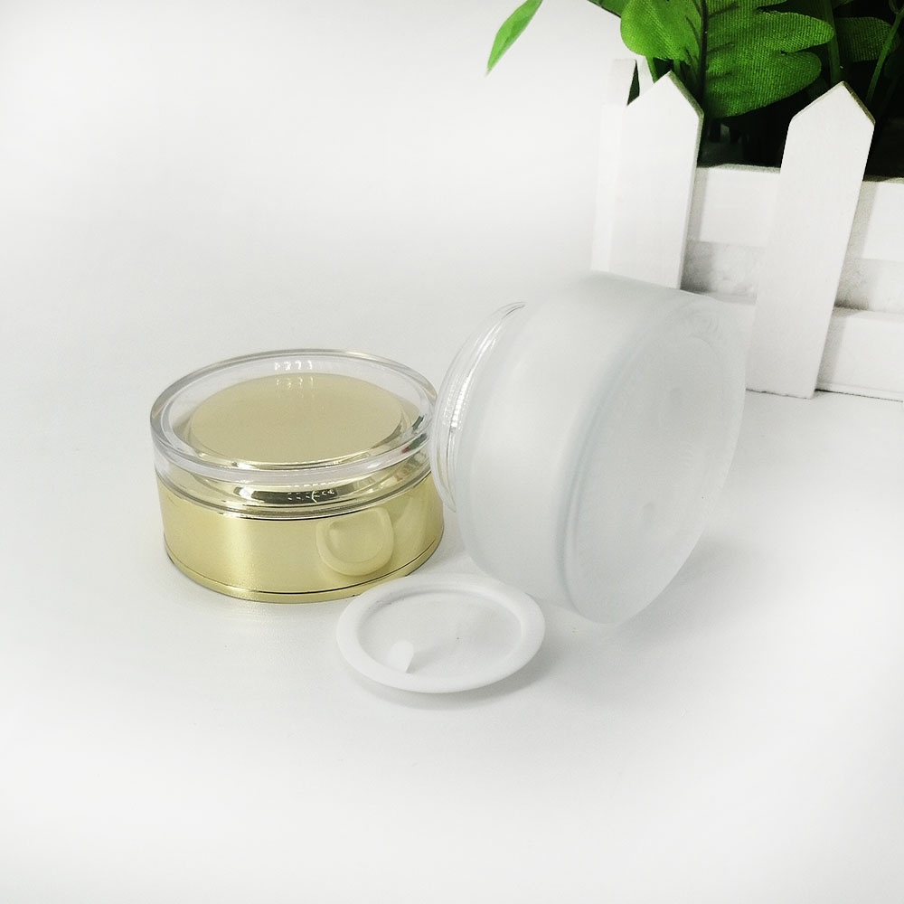 30g glass frosting cream jar acrylic golden lid cosmetic packaging container skin care eye cream mask empty bottle
