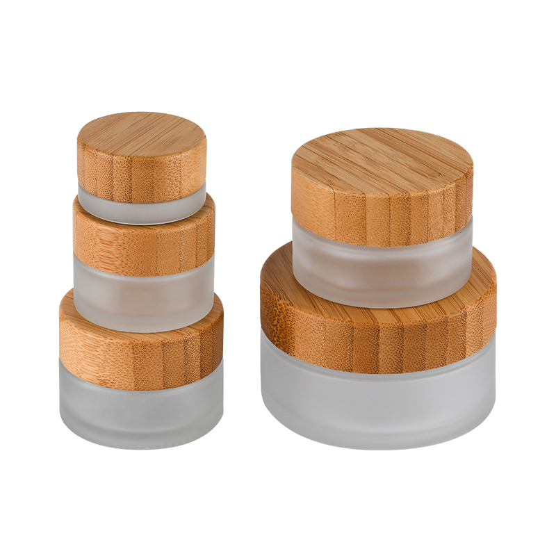 30g glass jar cosmetics packaging bamboo lid face cream container glass cream jar with bamboo cap