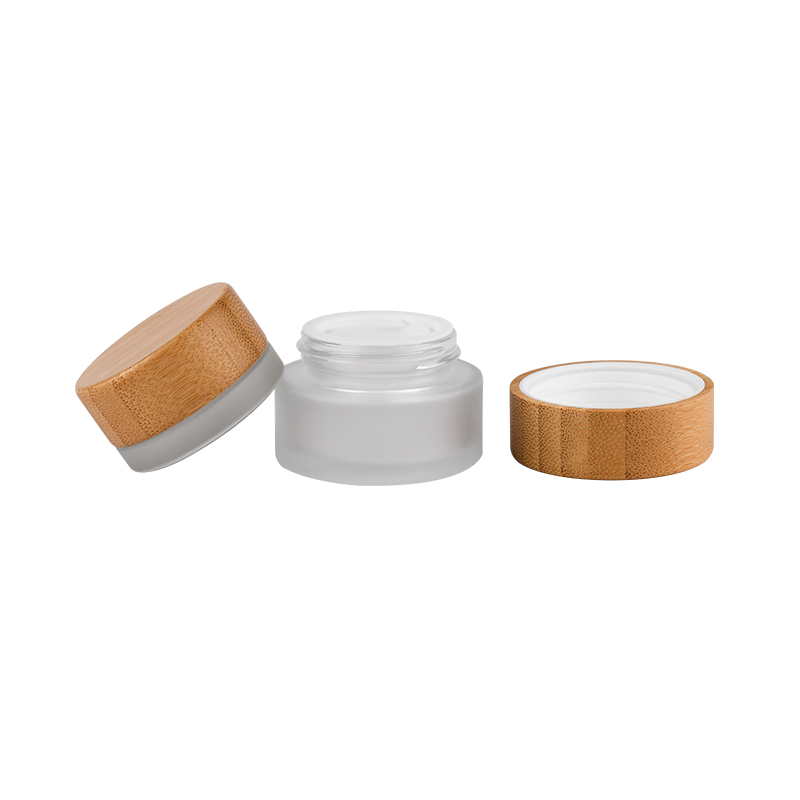 30g glass jar cosmetics packaging bamboo lid face cream container glass cream jar with bamboo cap
