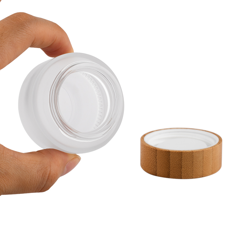 30g glass jar cosmetics packaging bamboo lid face cream container glass cream jar with bamboo cap