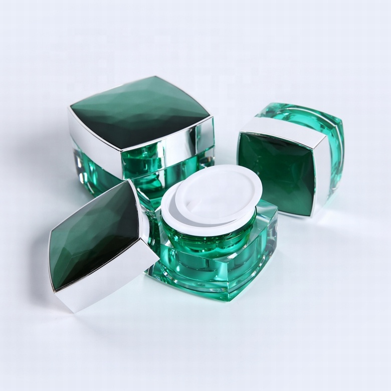 30g luxury acrylic cream jar square jar with diamond lid plastic jar with lid