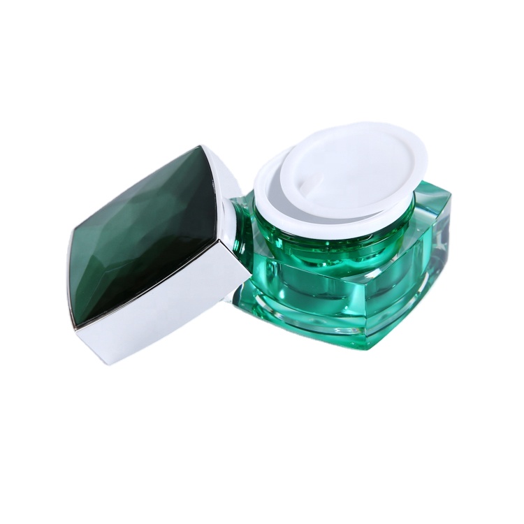 30g luxury acrylic cream jar square jar with diamond lid plastic jar with lid