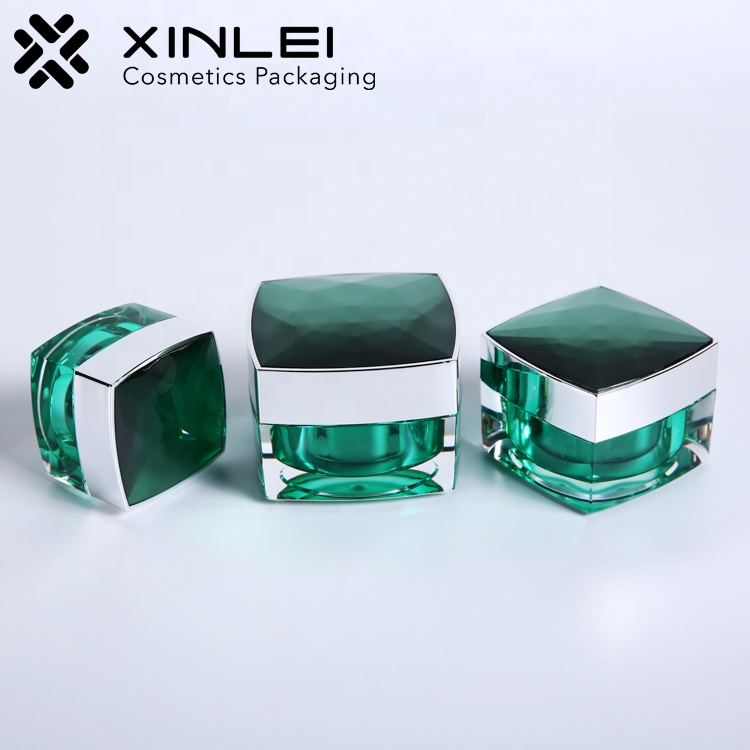 30g luxury acrylic cream jar square jar with diamond lid plastic jar with lid
