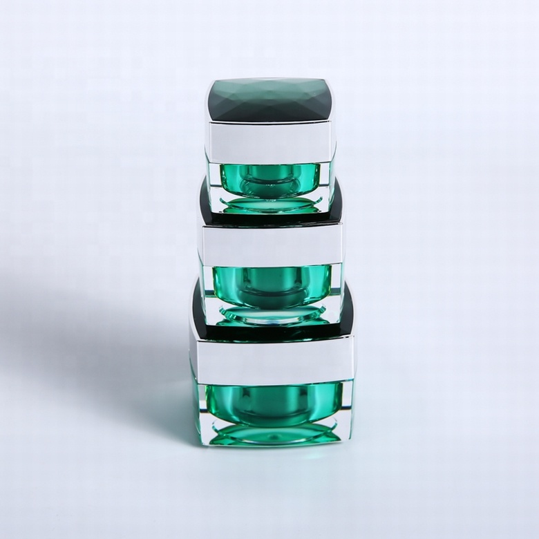 30g luxury acrylic cream jar square jar with diamond lid plastic jar with lid