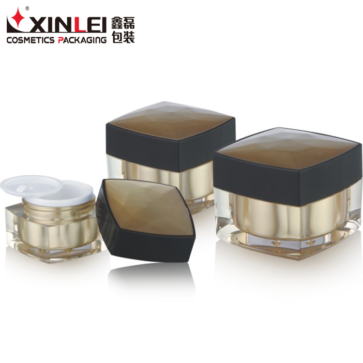 30g luxury acrylic cream jar square jar with diamond lid plastic jar with lid