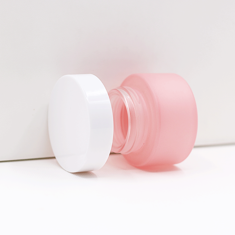 30g matte pink customized cosmetic cream glass jar with white cap