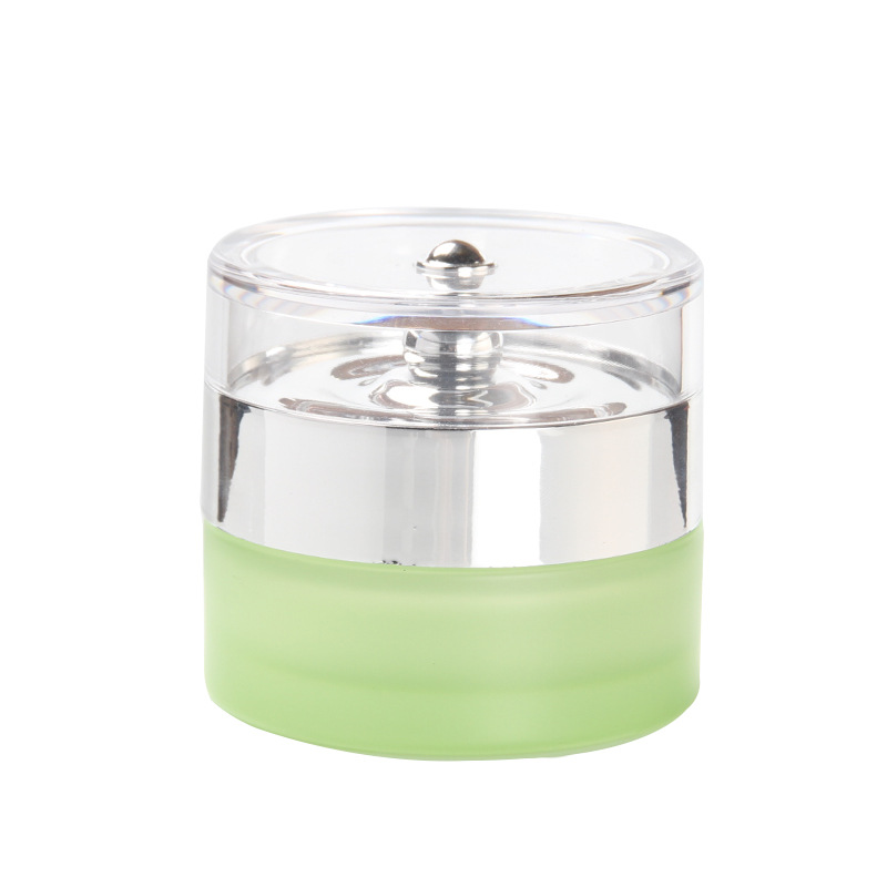 30g new green frosting cosmetics glass cream jar skin care cream mask packaging container silver clear plastic lid
