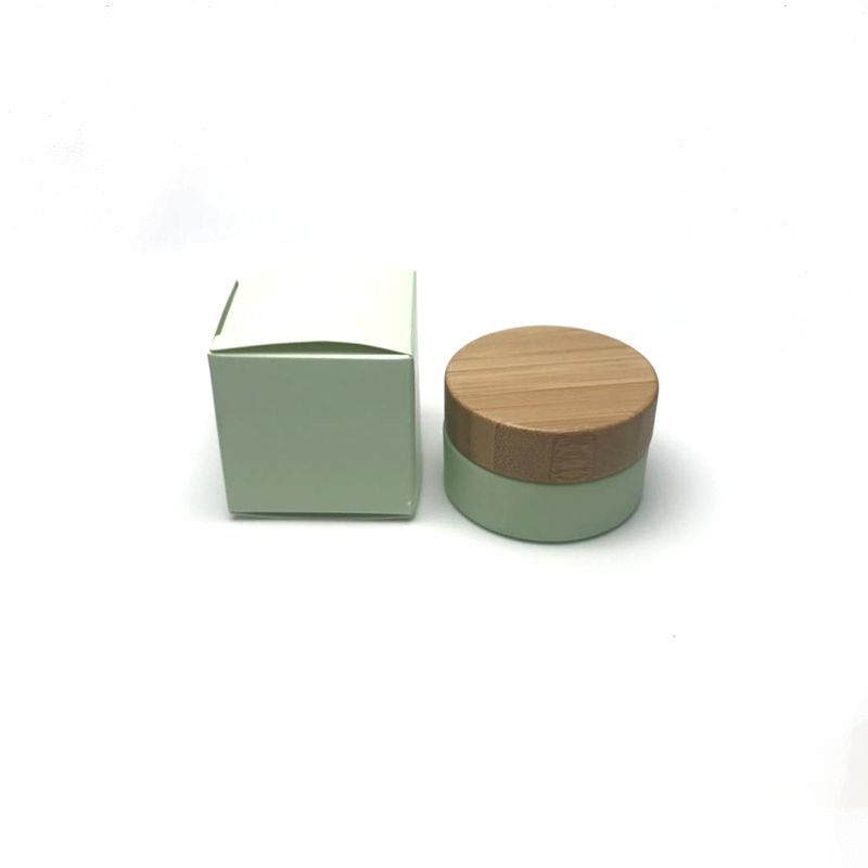 30g personal care face cream frosted green glass jar with eco friendly bamboo lid