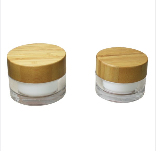 30g plastic acrylic cream jar cosmetic packaging container with bamboo lid customize label empty jars