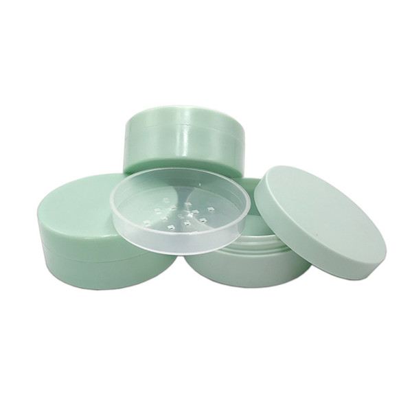 30g plastic green Loose Powder Jar, plastic empty cosmetic powder container