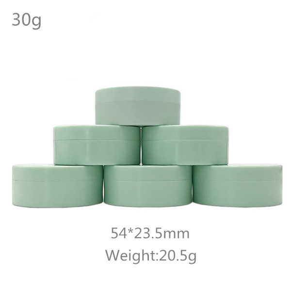 30g plastic green Loose Powder Jar, plastic empty cosmetic powder container
