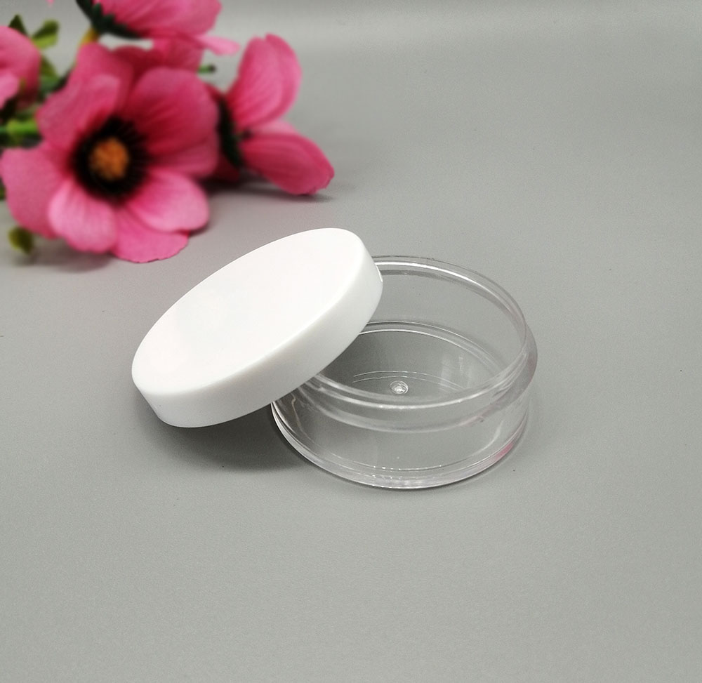 30g plastic white lid loose powder jar cosmetic packaging container with inner sieve Loose powder filled empty bottles