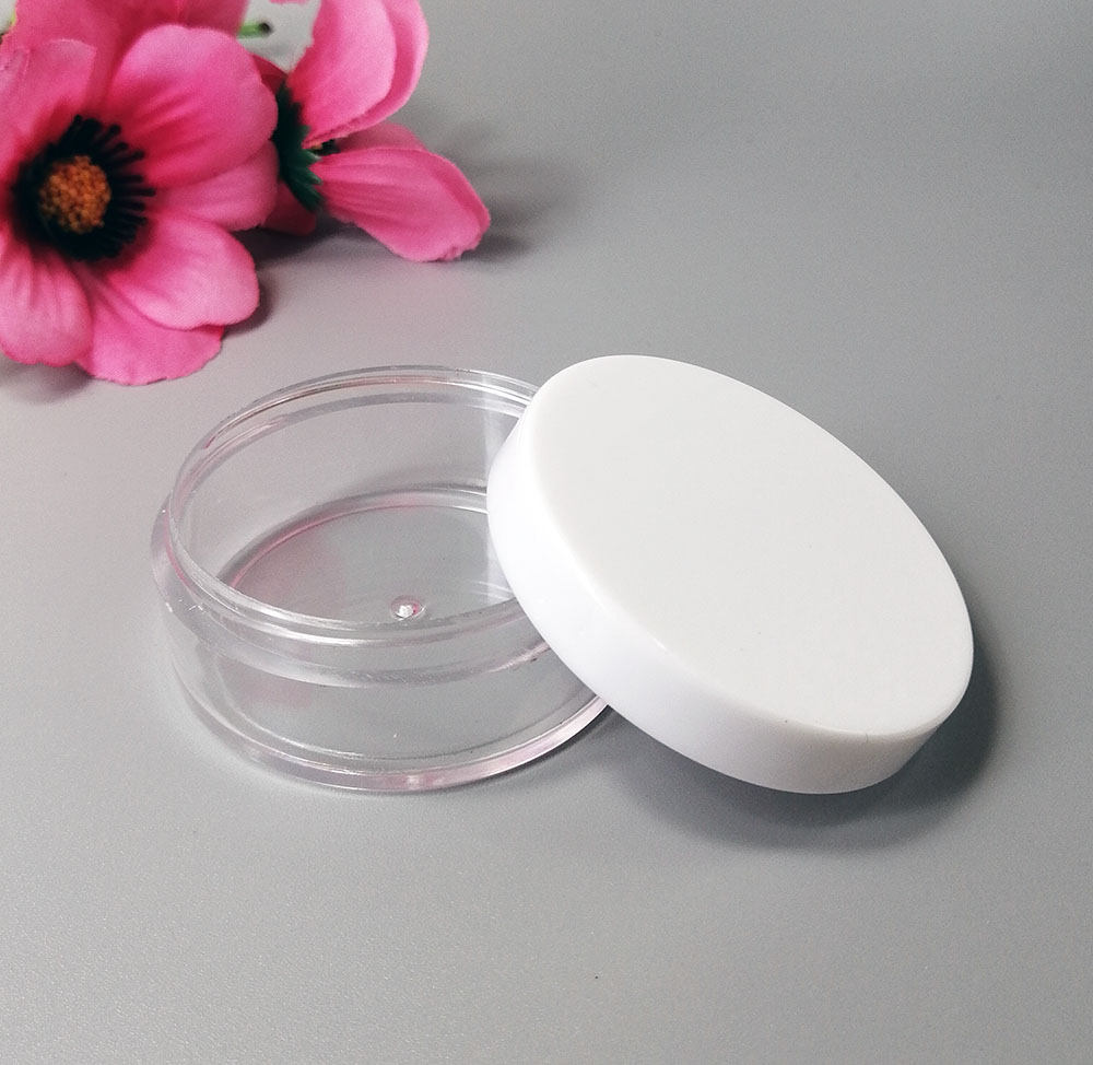 30g plastic white lid loose powder jar cosmetic packaging container with inner sieve Loose powder filled empty bottles