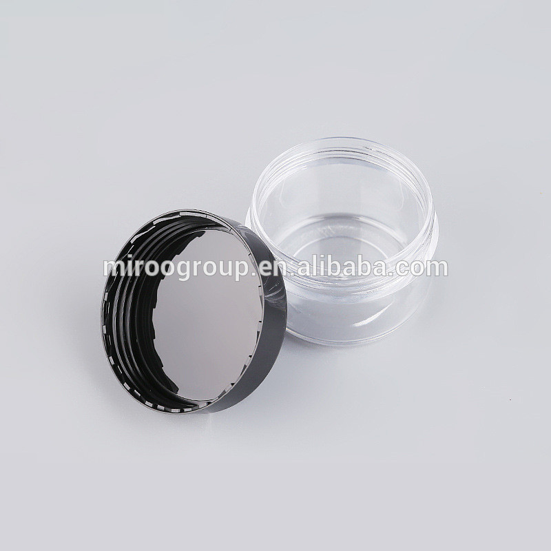 30g round clear empty solid black lids PP cream cylinder plastic lotion cream jar
