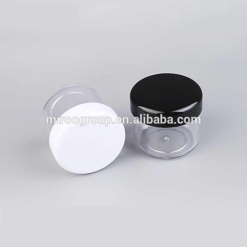 30g round clear empty solid black lids PP cream cylinder plastic lotion cream jar