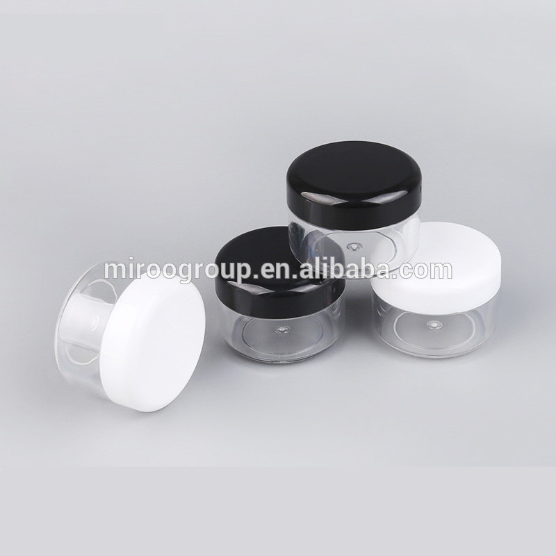 30g round clear empty solid black lids PP cream cylinder plastic lotion cream jar