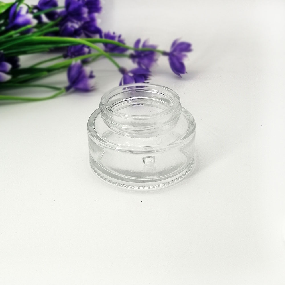 30g transparent glass cream empty jar skin cream cosmetic packaging container with plastic acrylic yellow lid