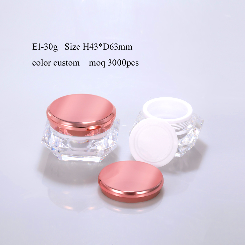 30gram 1 oz Customized Wholesale Diamond Acrylic Cream Jar 30g Empty Plastic Jar Container # 3/5/10/15/20/30g also available