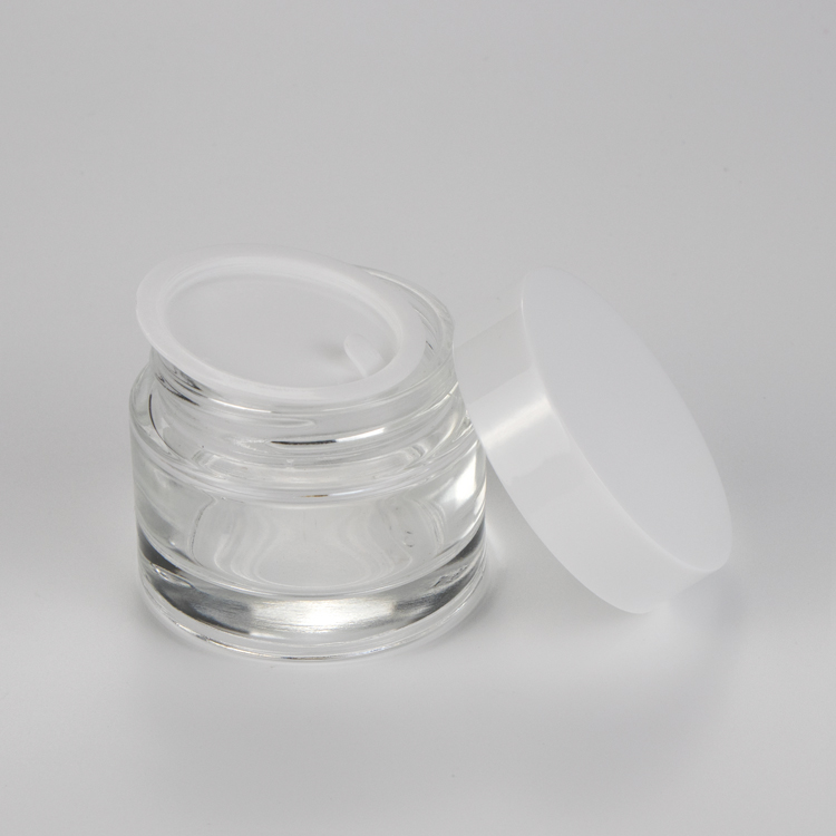 30gram amber glass cosmetic container glass cream jar with black plastic lid