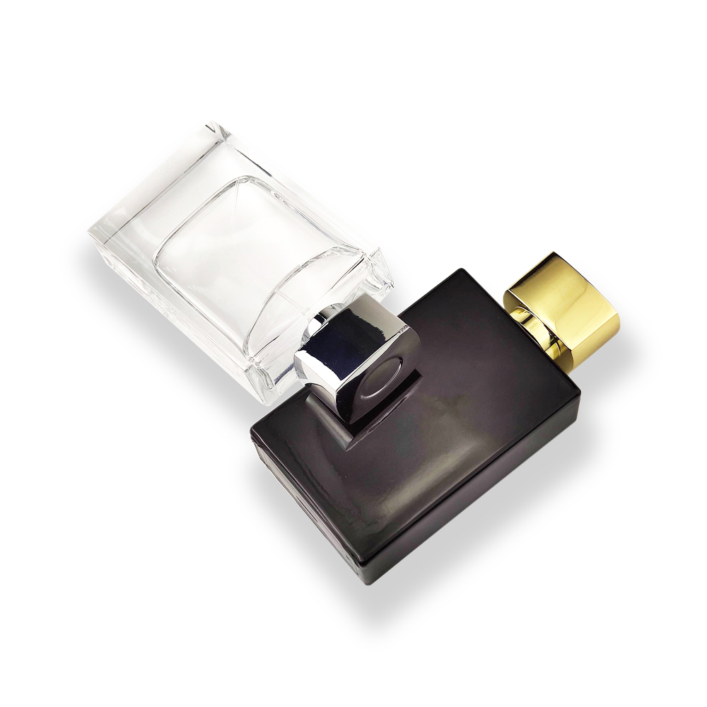 30m 50ml 70ml 80ml perfume packaging square amber glass perfume cologne bottle with wood lids